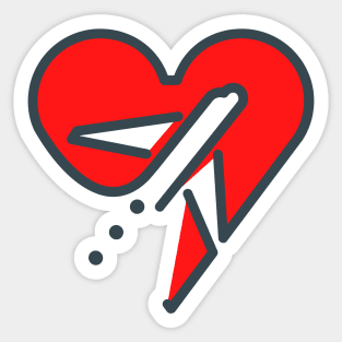 Heart Plane Sticker
